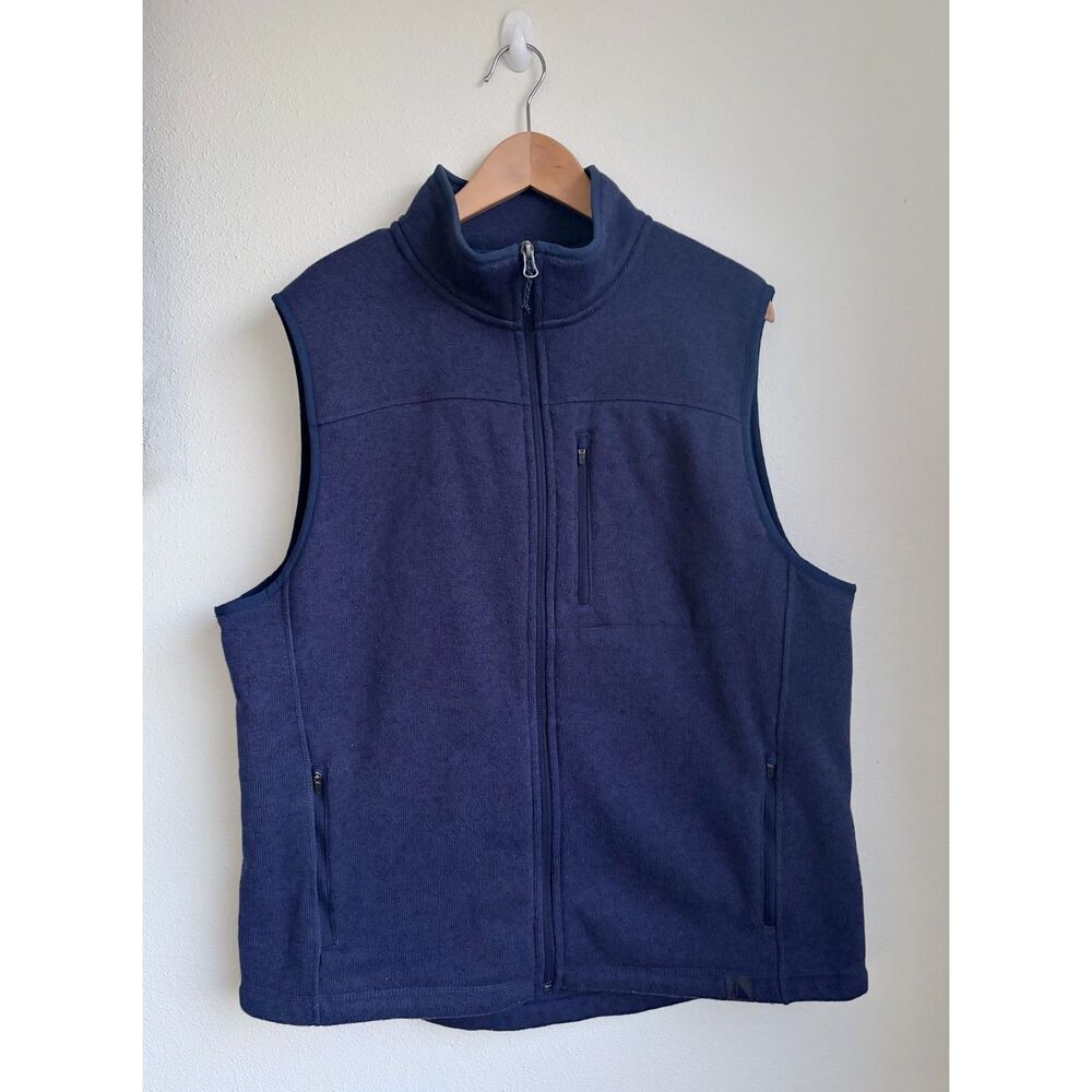 L.L. BEAN Men's Large Sweater Fleece Full Zip Vest Navy Blue
